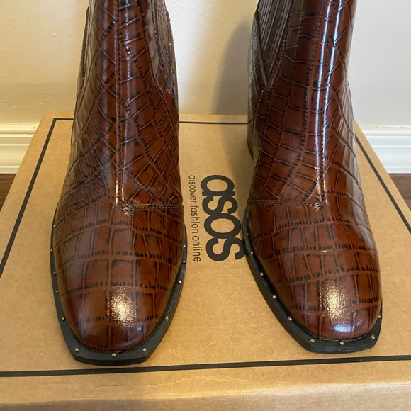 Asos design leather block heel boots - Picture 3 of 6